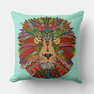 lion mint throw pillow