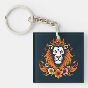 Lion modern art keychain