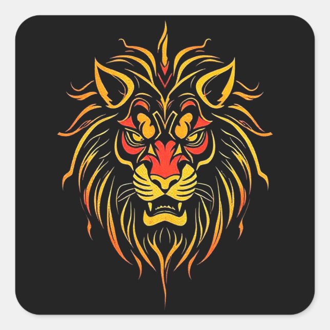 Lion modern art square sticker (Front)