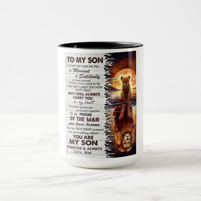 Lion Mom To My Son I Closed My Eyes  Mug (Center)