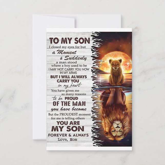 Lion Mom To My Son I Closed My Eyes  Thank You Card (Front)