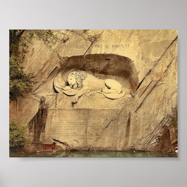 Lion Monument, Lucerne, Switzerland vintage Photoc Poster (Front)