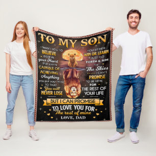 Lion Moon I Want To Believe - Dad To Son Fleece Blanket