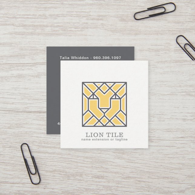 Lion Mosaic Logo | QR Code Square Business Card (Front/Back In Situ)