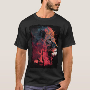 Lion mountain sunset retro 70s vintage  5 T-Shirt