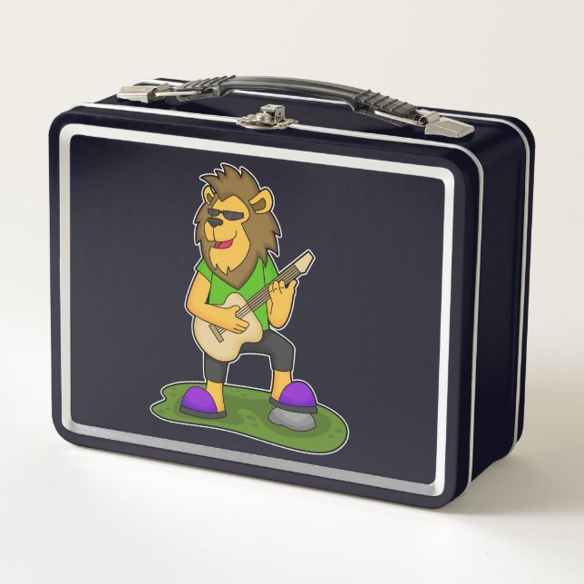 Lion Musician Guitar Music Metal Lunch Box (Front)