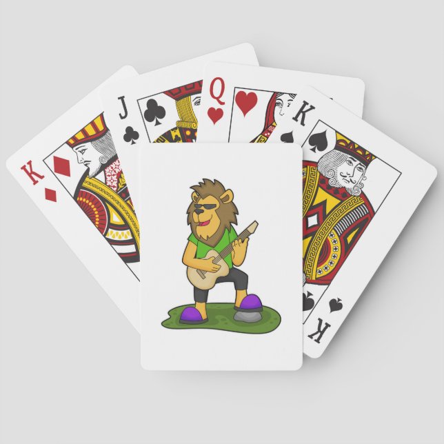 Lion Musician Guitar Music Playing Cards (Back)