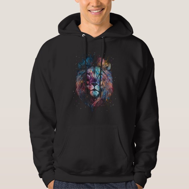 Lion Nebular - Graffiti Neon Ink Splash Hoodie (Front)