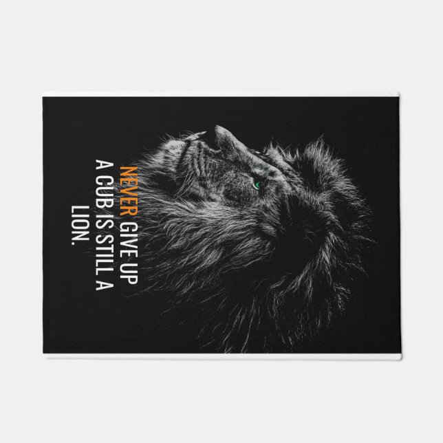 Lion Never Give Up Doormat (Front)