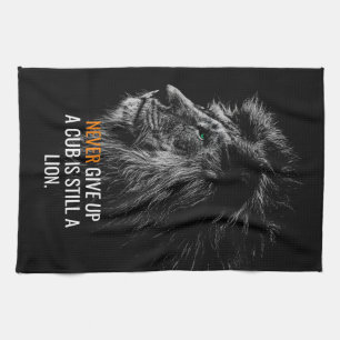 Lion Never Give Up Kitchen Towel