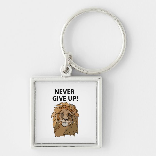 Lion Never Give Up Lion Keychain (Front)