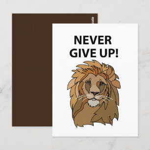 Lion Never Give Up Lion Postcard