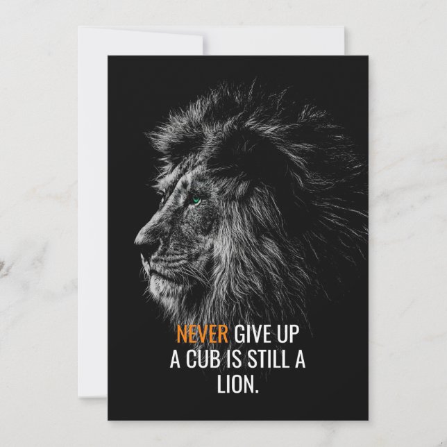 Lion Never Give Up Thank You Card (Front)