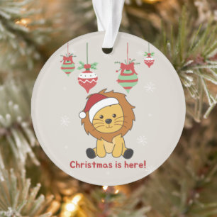 Lion Noël Neige Hiver Animaux Lions Ornament