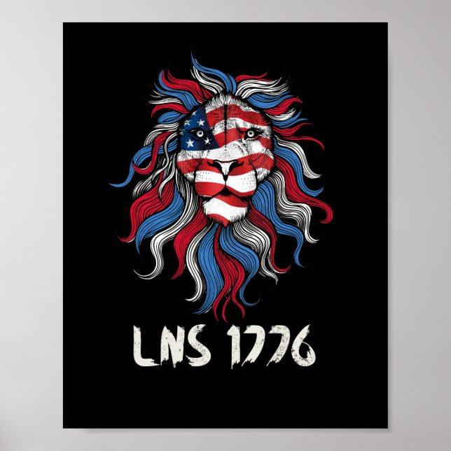Lion Not Sheep 1776 USA Flag Independence Poster (Front)