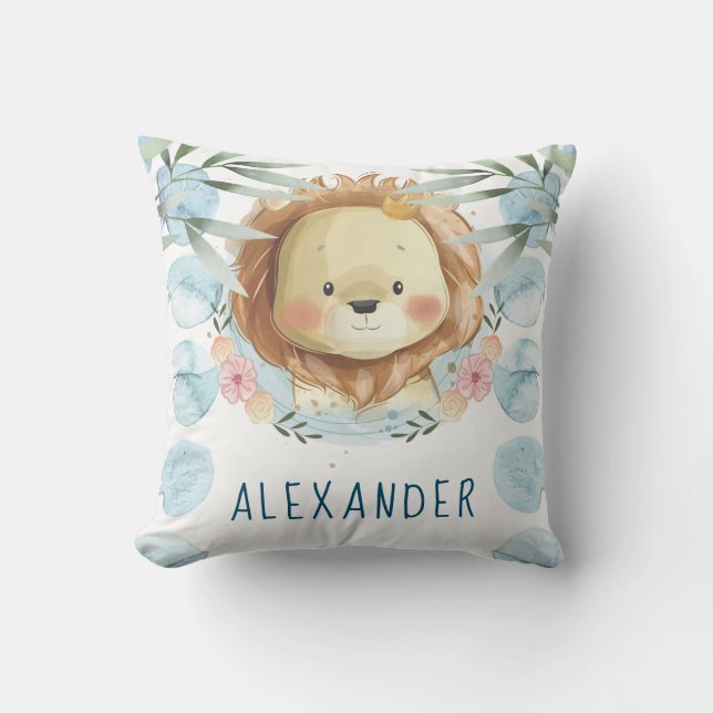 Lion Nursery Personalized Throw Pillow (Front)