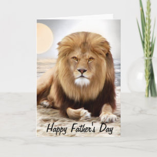 Lion Ocean Photo Paint Happy Father's Day Card