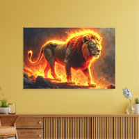 Lion of flames burning volcano fire fantasy art