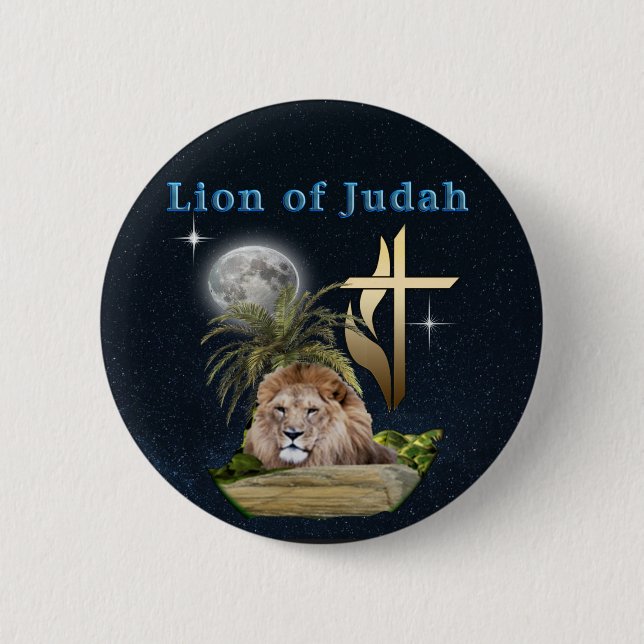 Lion of Judah 2 Inch Round Button (Front)