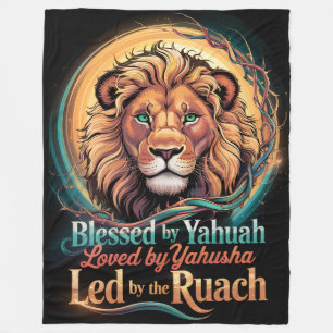 Lion of Judah Blessed Yahuah Yahusha Ruach HaKodes Fleece Blanket