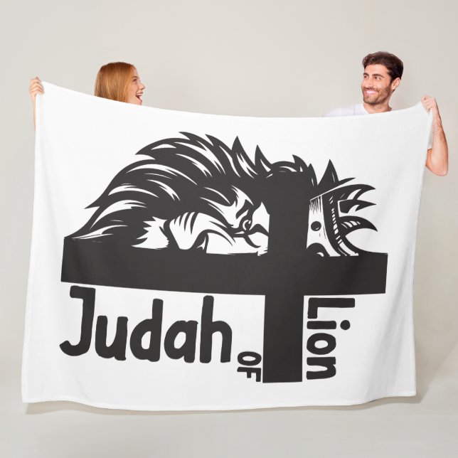 Lion of Judah Bold Half Lion Half Cross Christian Fleece Blanket (In Situ)