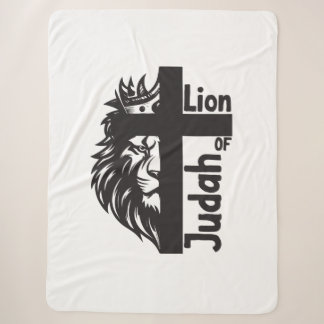Lion of Judah Bold Half Lion Half Cross Christian Sherpa Blanket
