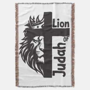 Lion of Judah Bold Half Lion Half Cross Christian Throw Blanket