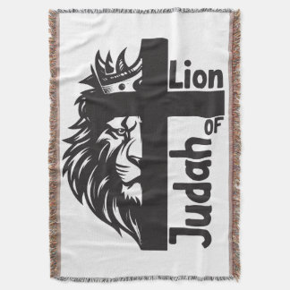 Lion of Judah Bold Half Lion Half Cross Christian Throw Blanket