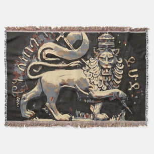 Lion of Judah Earthy Rasta Design Throw Blanket