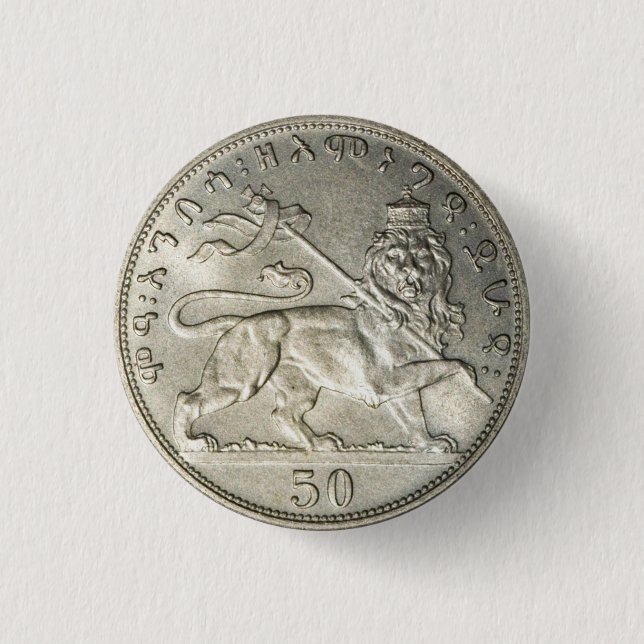 Lion of Judah Empire Ethiopia Rasta Reggae Roots 1 Inch Round Button (Front)