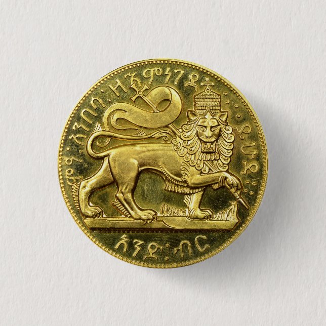 Lion of Judah Empire Ethiopia Rasta Reggae Roots 1 Inch Round Button (Front)