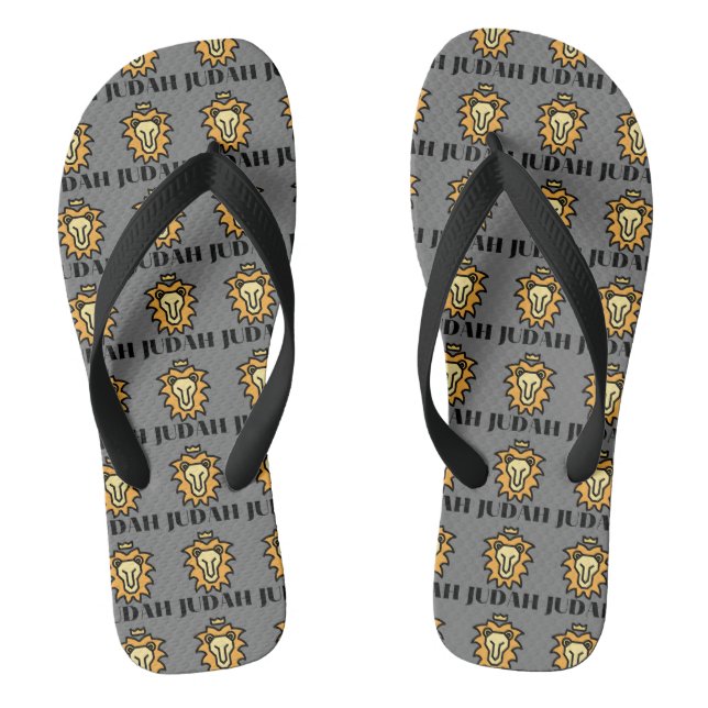 Lion Of Judah Faith Based Grey All-Over Unisex Flip Flops (Footbed)