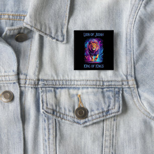 Lion of Judah Faith Jesus Christian Gift 2 Inch Square Button