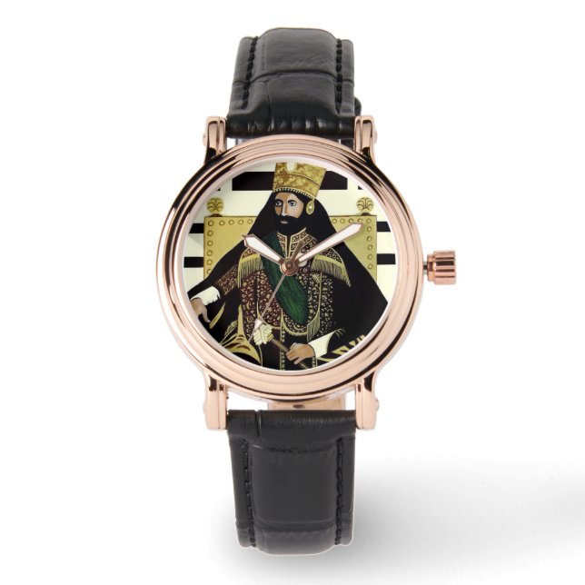 Lion of Judah Haile Selassie Rastafari Gold Watch  (Front)