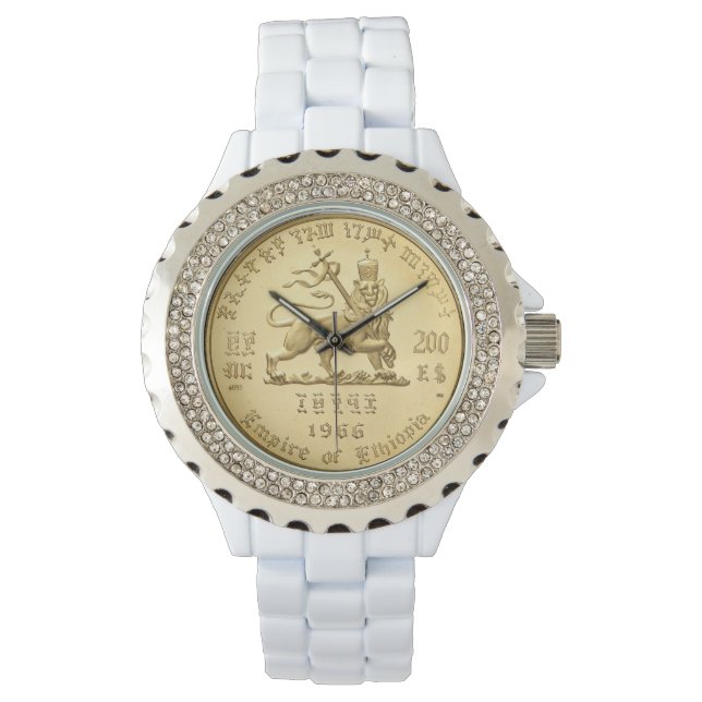 Lion of Judah Haile Selassie Rastafari Gold Watch  (Front)