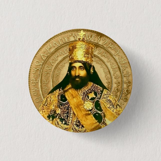 Lion of Judah Jah Army Haile Selassie Rasta Roots 1 Inch Round Button (Front)
