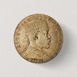 Lion of Judah Jah Army Menelik II Rasta Roots 1 Inch Round Button