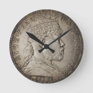 Lion of Judah Jah Army Menelik II Rasta Roots Round Clock