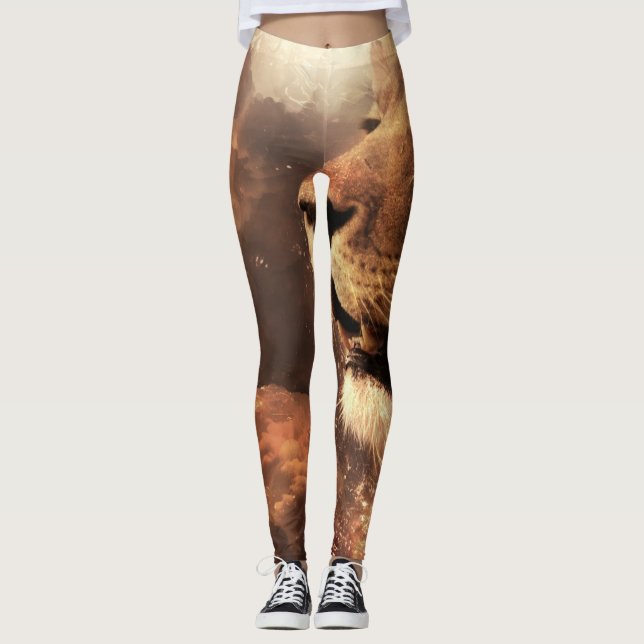 Lion of Judah - Jah Rasta - Power Yoga Leggings (Front)