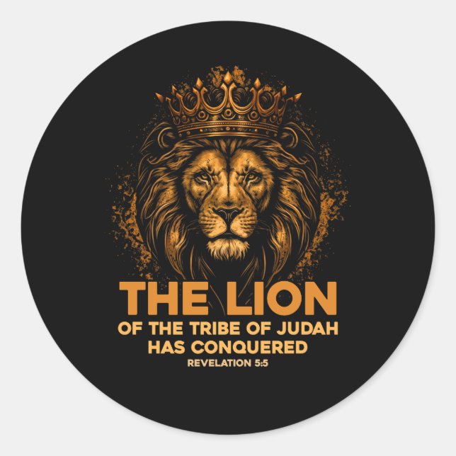 Lion Of Judah Jesus Bible Verse Christian Revelati Classic Round Sticker (Front)