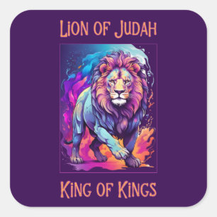 Lion of Judah Jesus Faith Christian Art Square Sticker