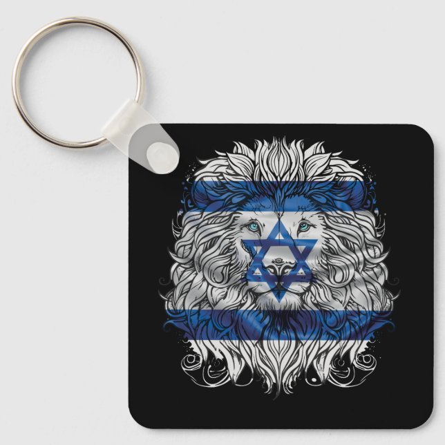 Lion Of Judah Jewish Pride Israel Flag Jerusalem H Keychain (Front)
