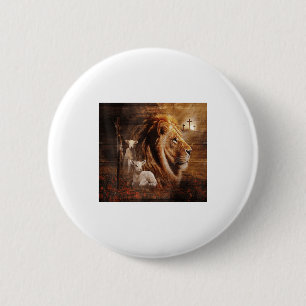 Lion Of Judah Lamb God Cross Jesus Light God 2 Inch Round Button