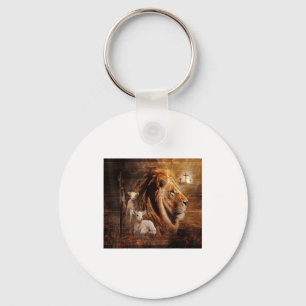 Lion Of Judah Lamb God Cross Jesus Light God  Keychain