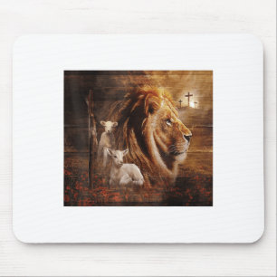Lion Of Judah Lamb God Cross Jesus Light God  Mouse Pad