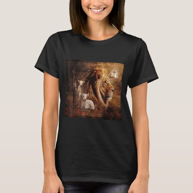 Lion Of Judah Lamb God Cross Jesus Light God  T-Shirt (Front)