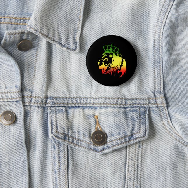 Lion Of Judah - Rasta 2 Inch Round Button (In Situ)