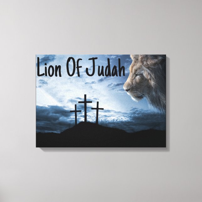 Lion Of Judah Tribe Cross Canvas Wall Art (Front)
