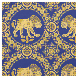 Lion of St. Julian, Yellow on Royal Blue Fabric