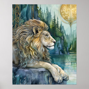 Lion of the Enchanted Realm Fantasy Art Poster